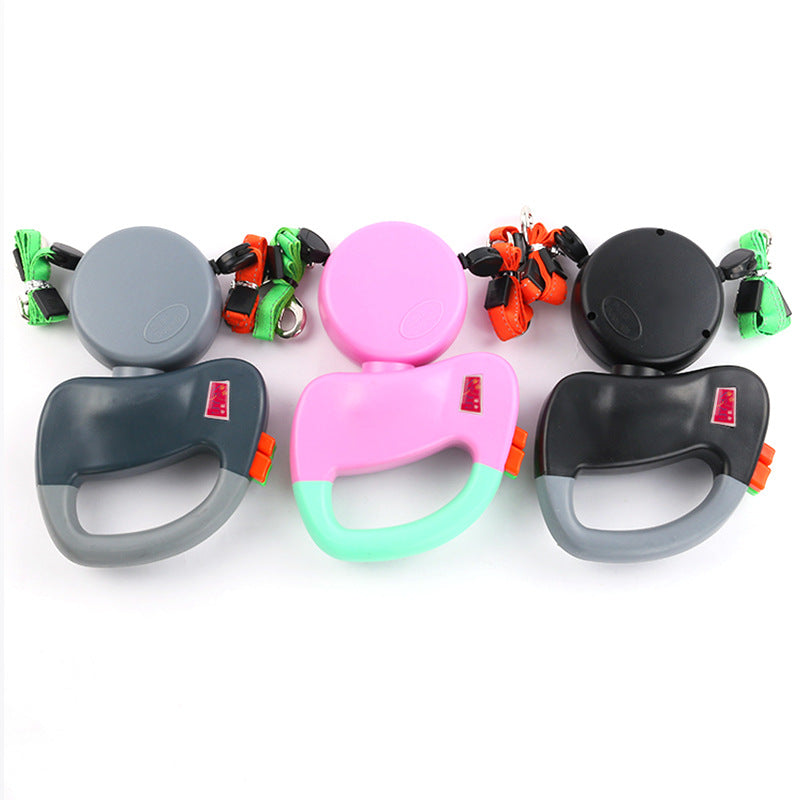 Pet automatic retractable double-headed traction rope, one for two, dog chain, two dog leashes, pet supplies