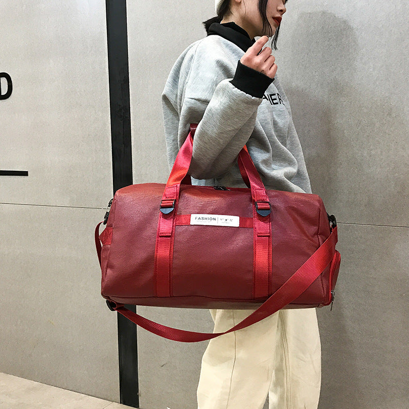 New short-distance travel bag men's large-capacity pu handbag fashion sports gym bag waterproof business travel luggage bag