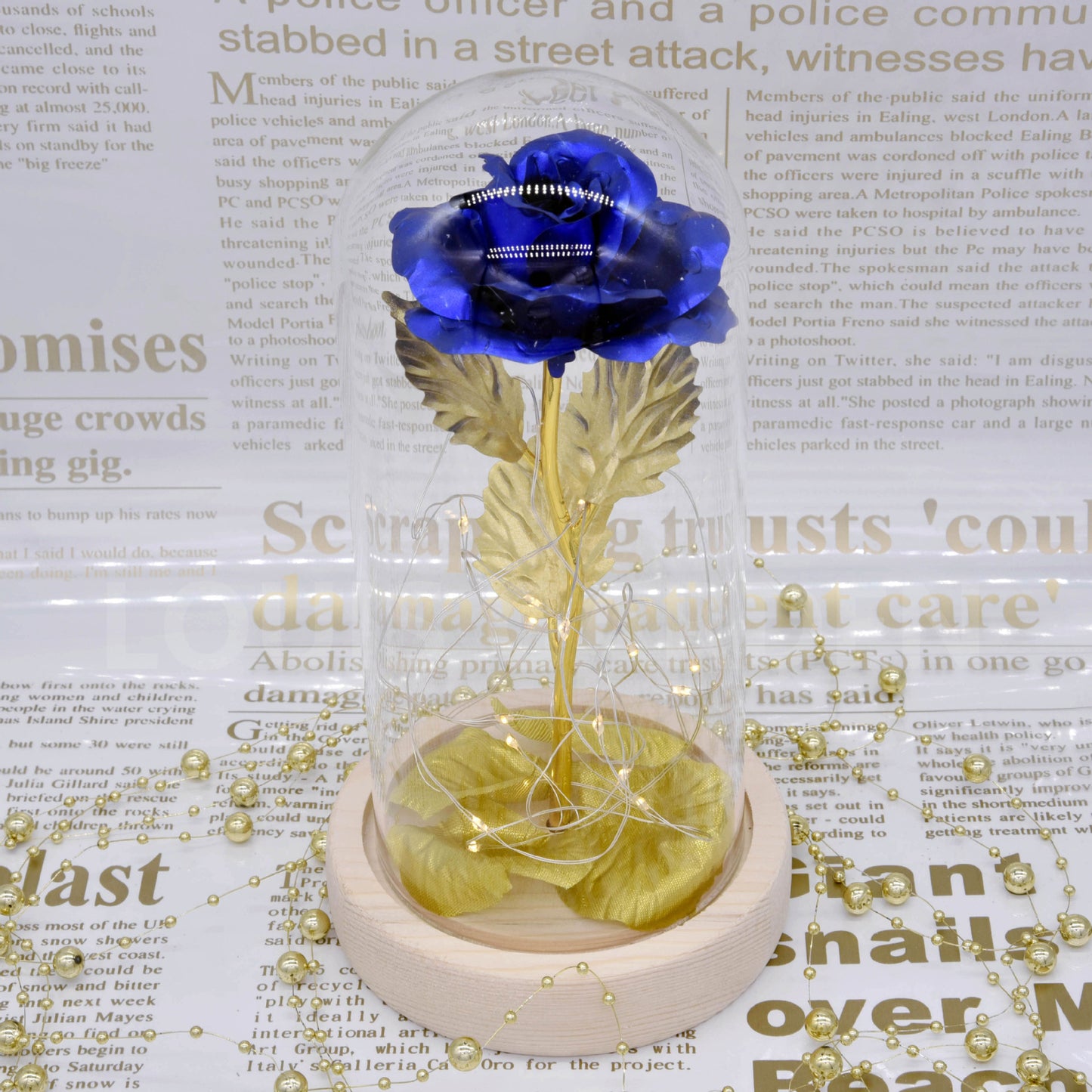 Factory Outlet Gold Foil Rose Rose Light Glass Cover Rose LED Light Christmas Gift Wedding