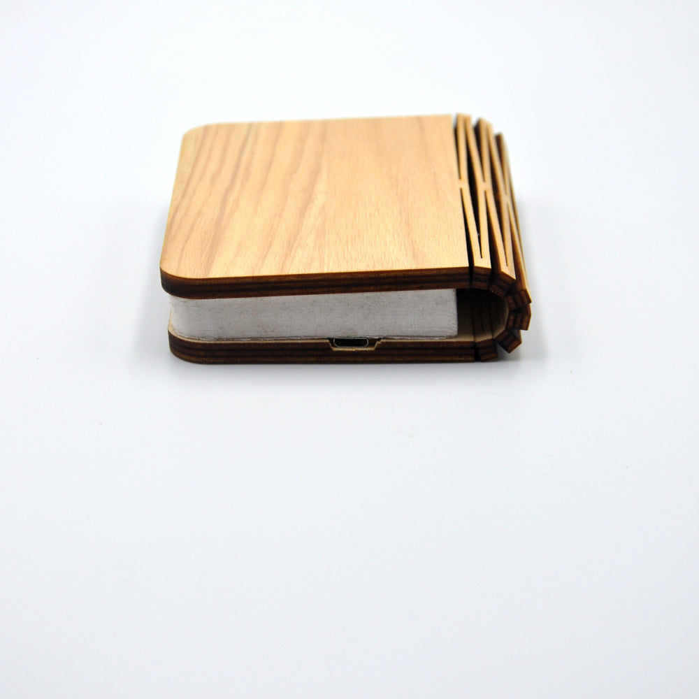 Mini book light creative gift flip folding wooden book light custom USB charging night light LED book light