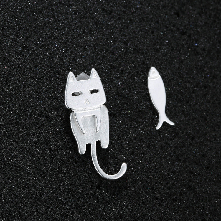 Prevent Allergy 100% 925 Sterling Silver Cat Fish Stud Earrings For Women Gift Hypoallergenic Sterling-silver-jewelry
