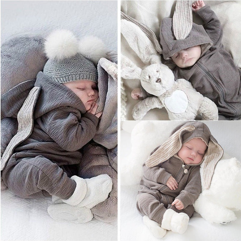 ins foreign trade wish Amazon hot sale baby child big ears rabbit conjoined l hooded zipper climbing suit ha