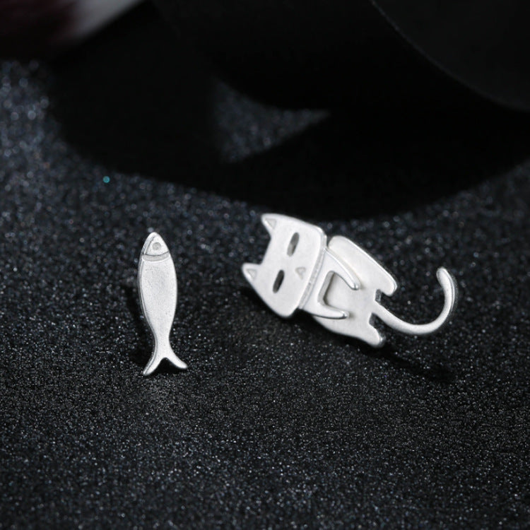 Prevent Allergy 100% 925 Sterling Silver Cat Fish Stud Earrings For Women Gift Hypoallergenic Sterling-silver-jewelry