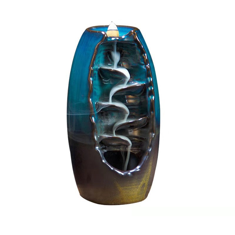 Left and right source blue retro back incense burner new agarwood sandalwood Zen tea ceremony home incense burner creative ornaments