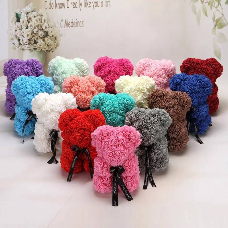 Rose Flower Artificial Red Teddy Bear For Birthday Gifts Valentine's Day Gift Plush Rose Bear Creative Gifts Toys for Girlfriend