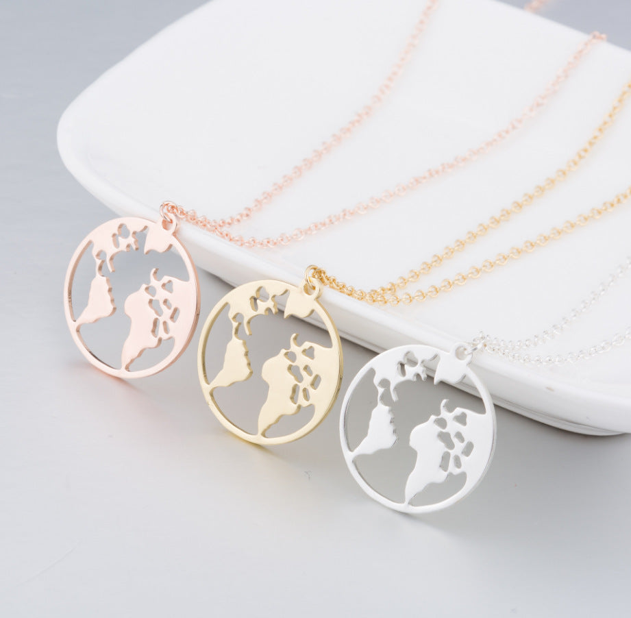 2019 necklace Europe and the United States explosion models global map pendant necklace your world map necklace hot necklace women