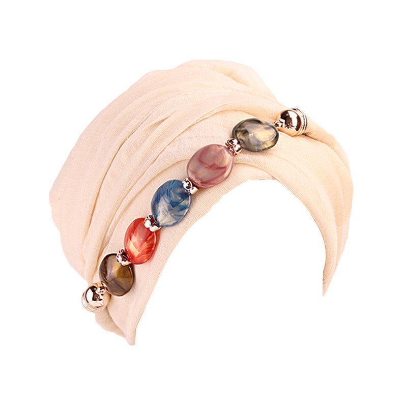 New Agate Diamond Necklace Scarf Bali Yarn Head Wrap Scarf Hat Muslim Turban Hat WJ-21