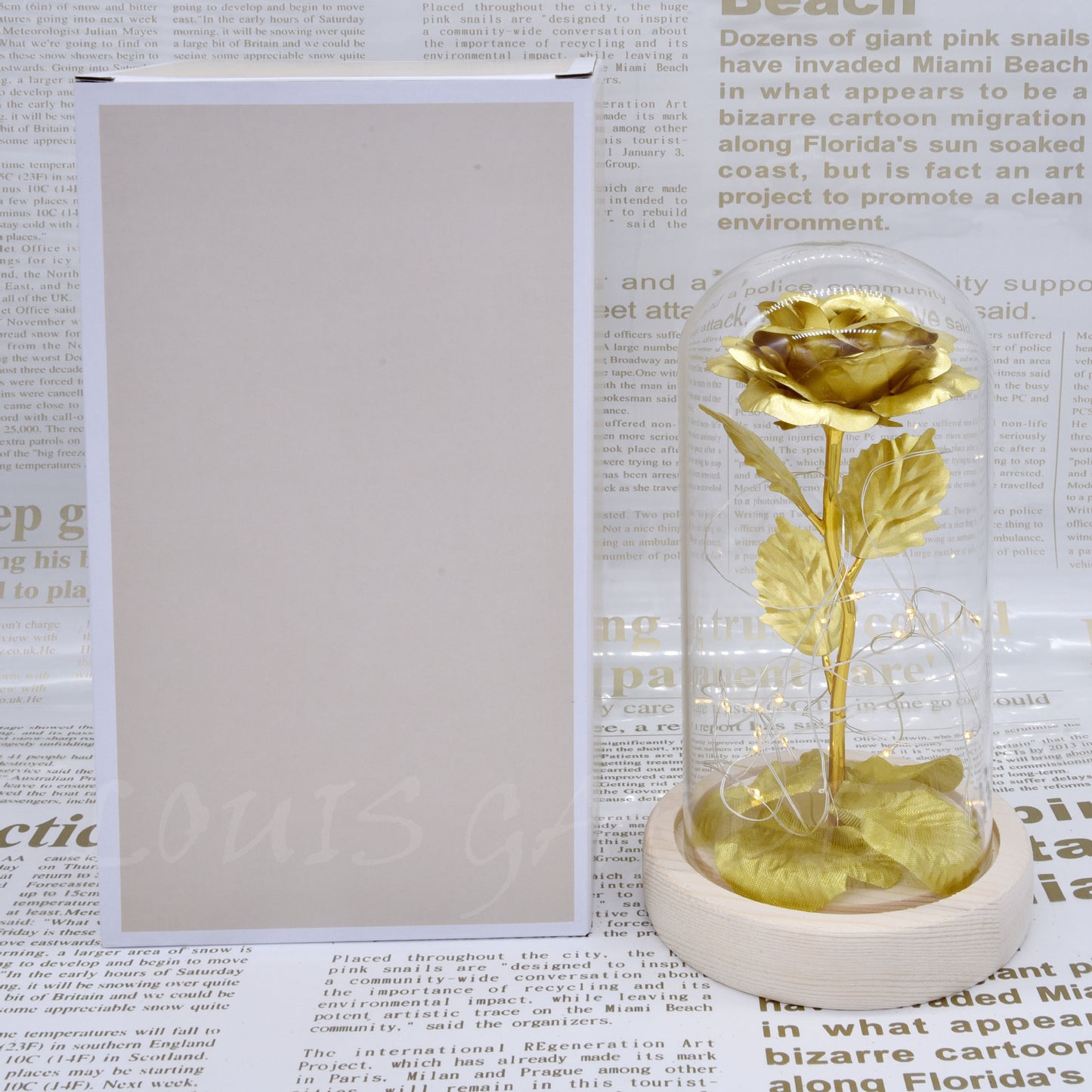 Factory Outlet Gold Foil Rose Rose Light Glass Cover Rose LED Light Christmas Gift Wedding