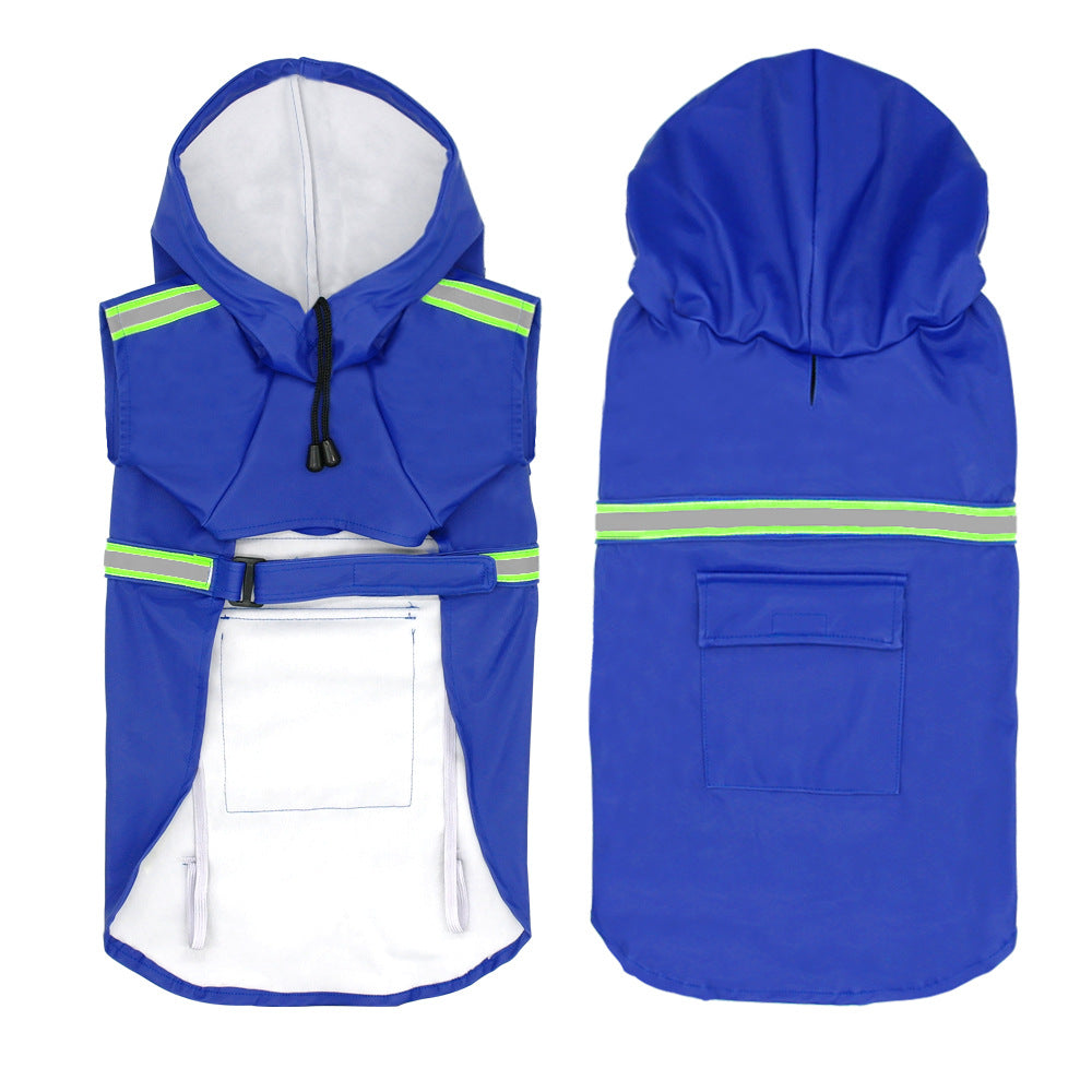 Cross-border hot style dog clothes spring and summer clothes cape reflective pet raincoats hooded windproof raincoats for dogs