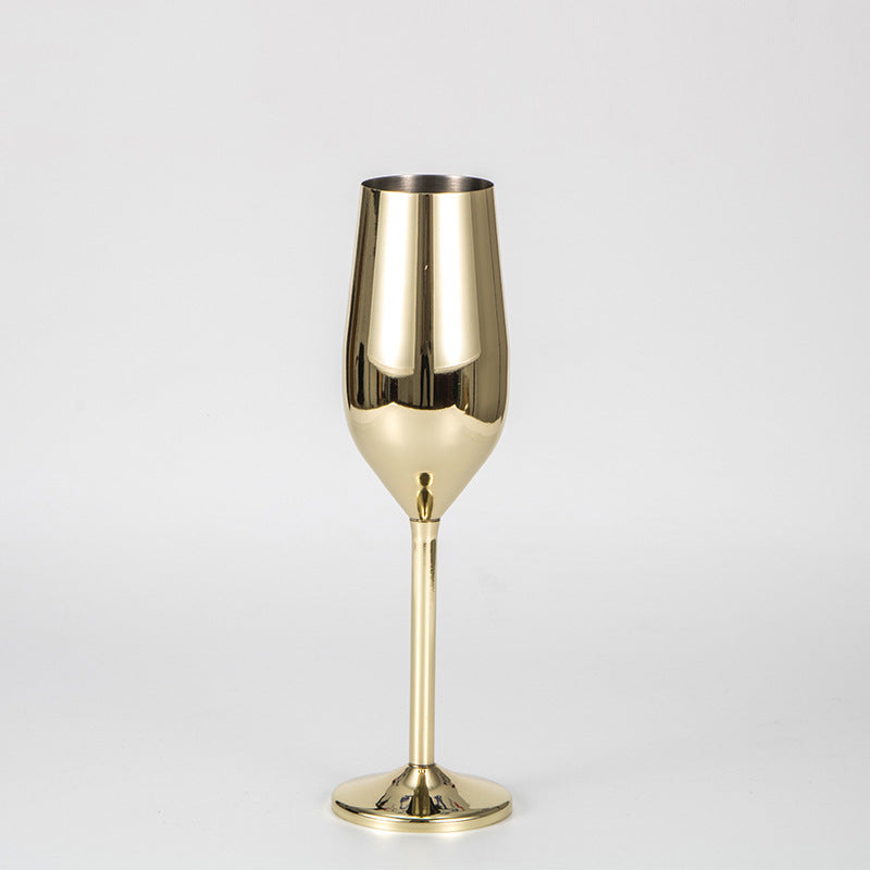 200ml stainless steel champagne glass goblet drop resistant European style sparkling wine glass wedding red wine glass home sweet wine glass