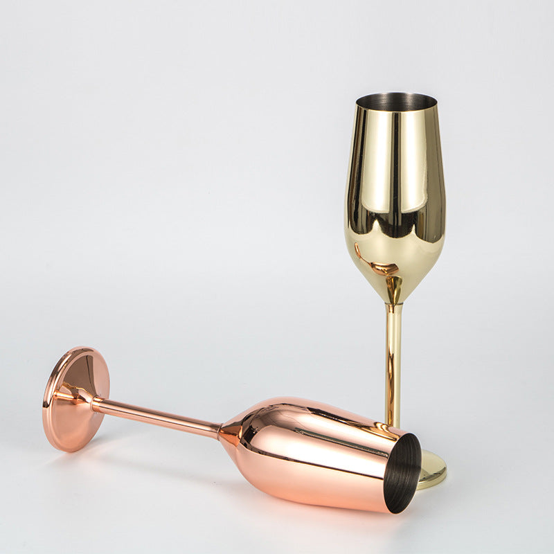 200ml stainless steel champagne glass goblet drop resistant European style sparkling wine glass wedding red wine glass home sweet wine glass