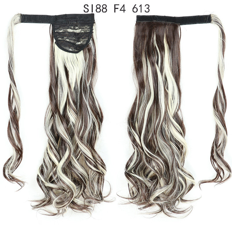 WTB 22" Long Wavy Wrap Around Clip In Ponytail Hair Extension Heat Resistant Synthetic Natural Wave Pony Tail Fake Hair