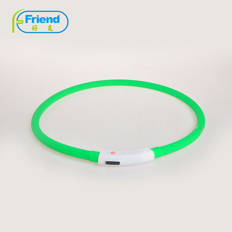 USB Charging Pet Dog Collar Rechargeable LED Tube Flashing Night Dog Collars Luminous Safety Puppy Cat Collar With Battery