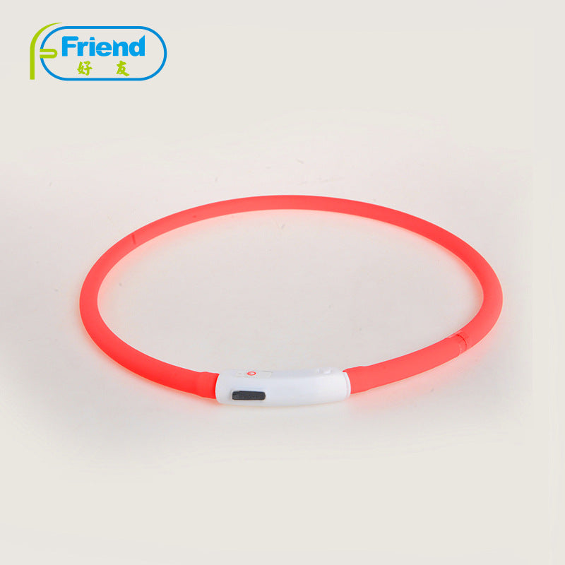 USB Charging Pet Dog Collar Rechargeable LED Tube Flashing Night Dog Collars Luminous Safety Puppy Cat Collar With Battery