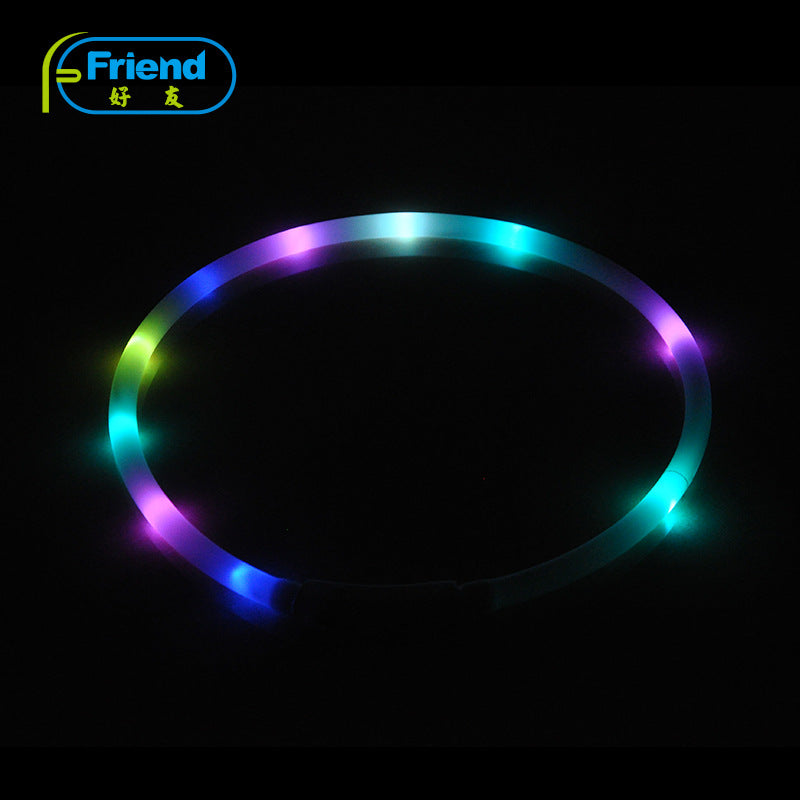 USB Charging Pet Dog Collar Rechargeable LED Tube Flashing Night Dog Collars Luminous Safety Puppy Cat Collar With Battery