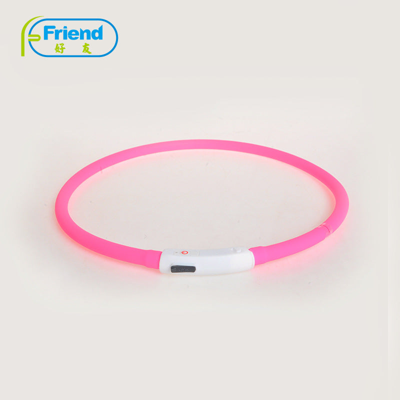 USB Charging Pet Dog Collar Rechargeable LED Tube Flashing Night Dog Collars Luminous Safety Puppy Cat Collar With Battery