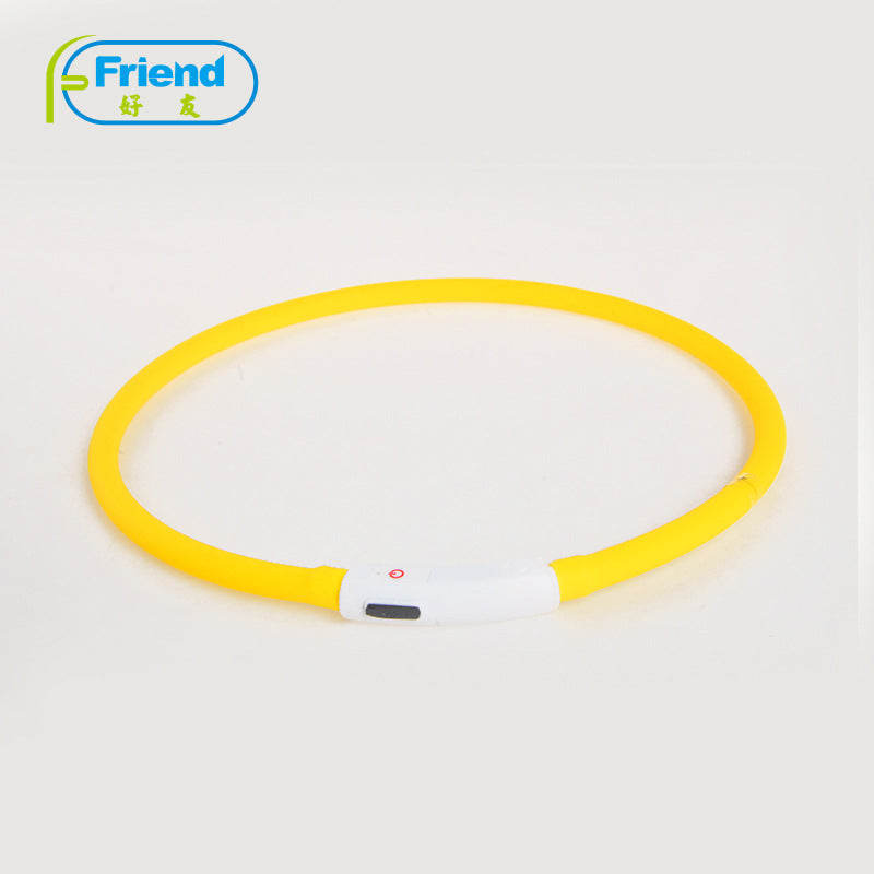 USB Charging Pet Dog Collar Rechargeable LED Tube Flashing Night Dog Collars Luminous Safety Puppy Cat Collar With Battery
