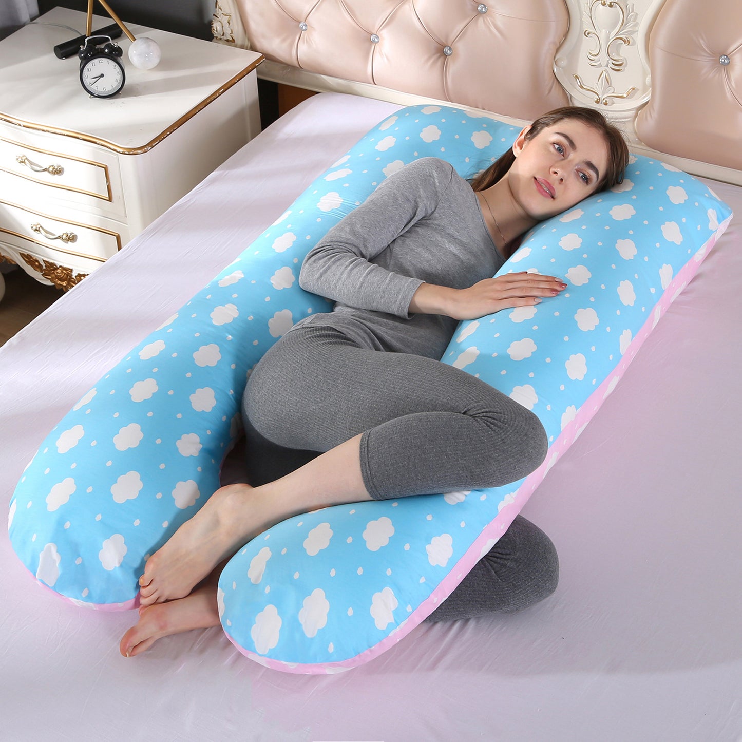 Multifunctional maternity pillow side pillow cotton removable and washable U-shaped nap pillow cushion factory direct sales