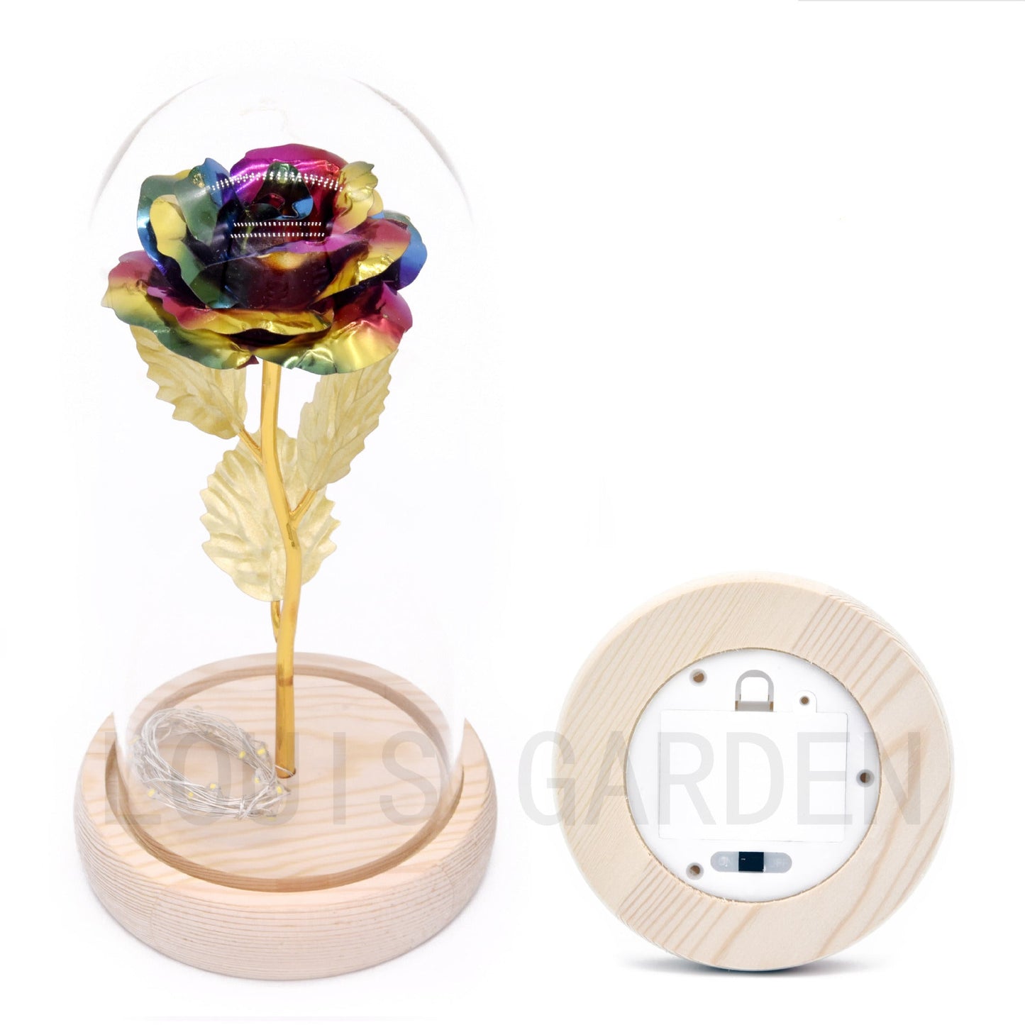 Factory Outlet Gold Foil Rose Rose Light Glass Cover Rose LED Light Christmas Gift Wedding