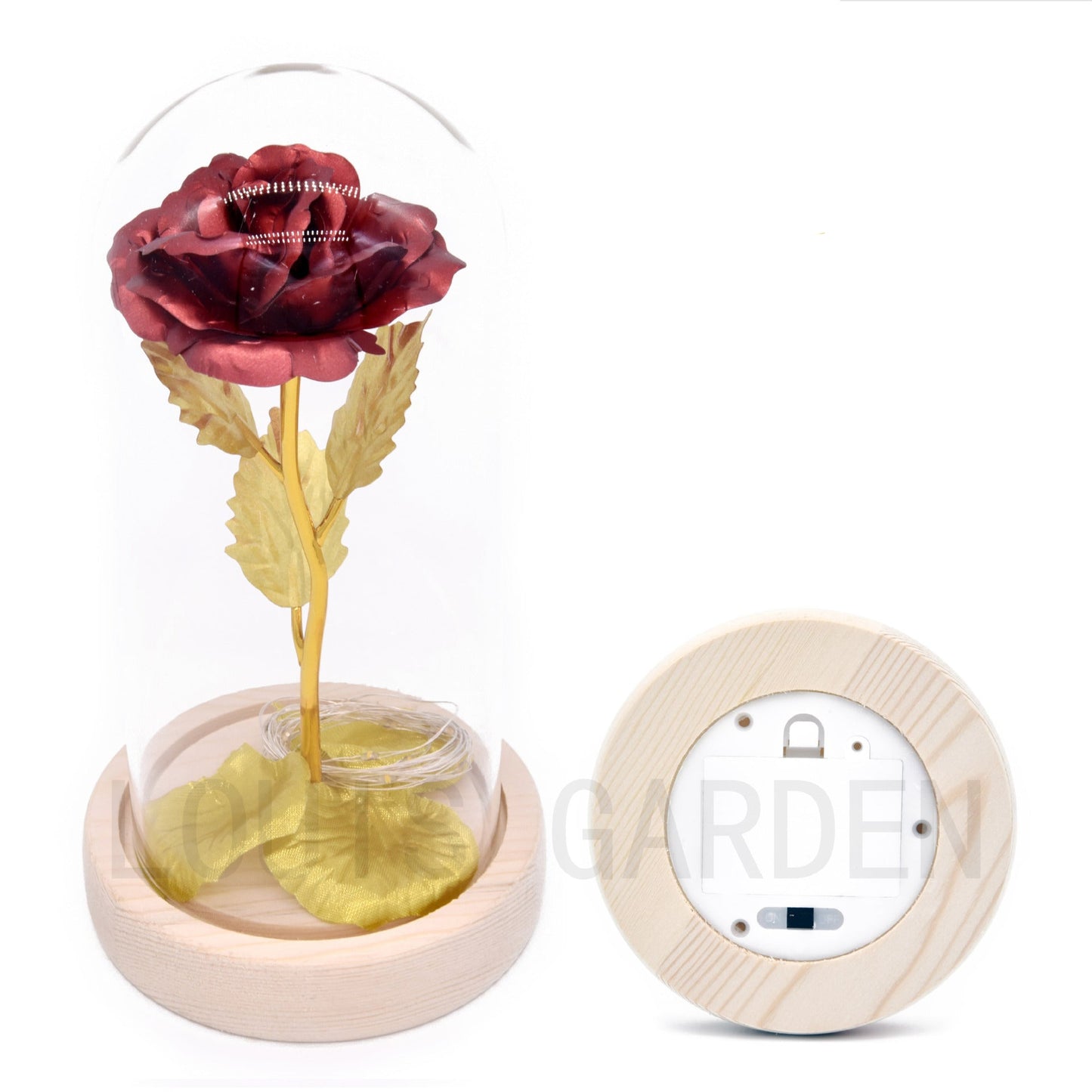 Factory Outlet Gold Foil Rose Rose Light Glass Cover Rose LED Light Christmas Gift Wedding