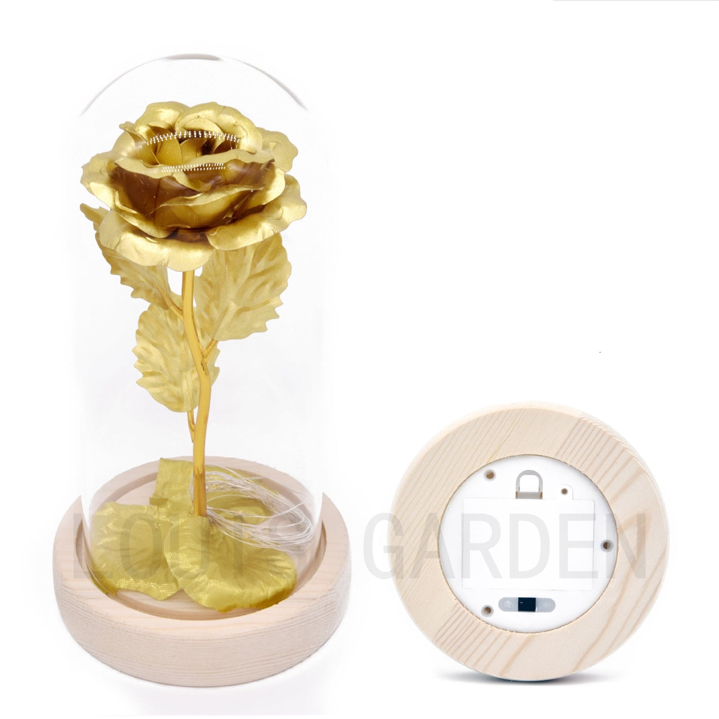 Factory Outlet Gold Foil Rose Rose Light Glass Cover Rose LED Light Christmas Gift Wedding