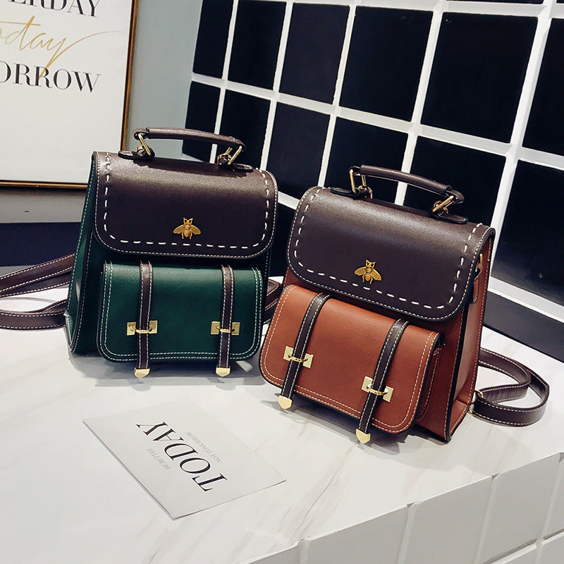 Women's backpack shoulder bag Korean version 2019 new hit color PU mini multi-purpose ladies small backpack fashion wild shoulder bag