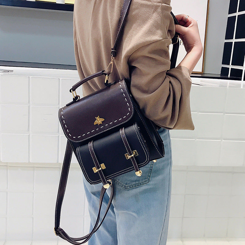 Women's backpack shoulder bag Korean version 2019 new hit color PU mini multi-purpose ladies small backpack fashion wild shoulder bag
