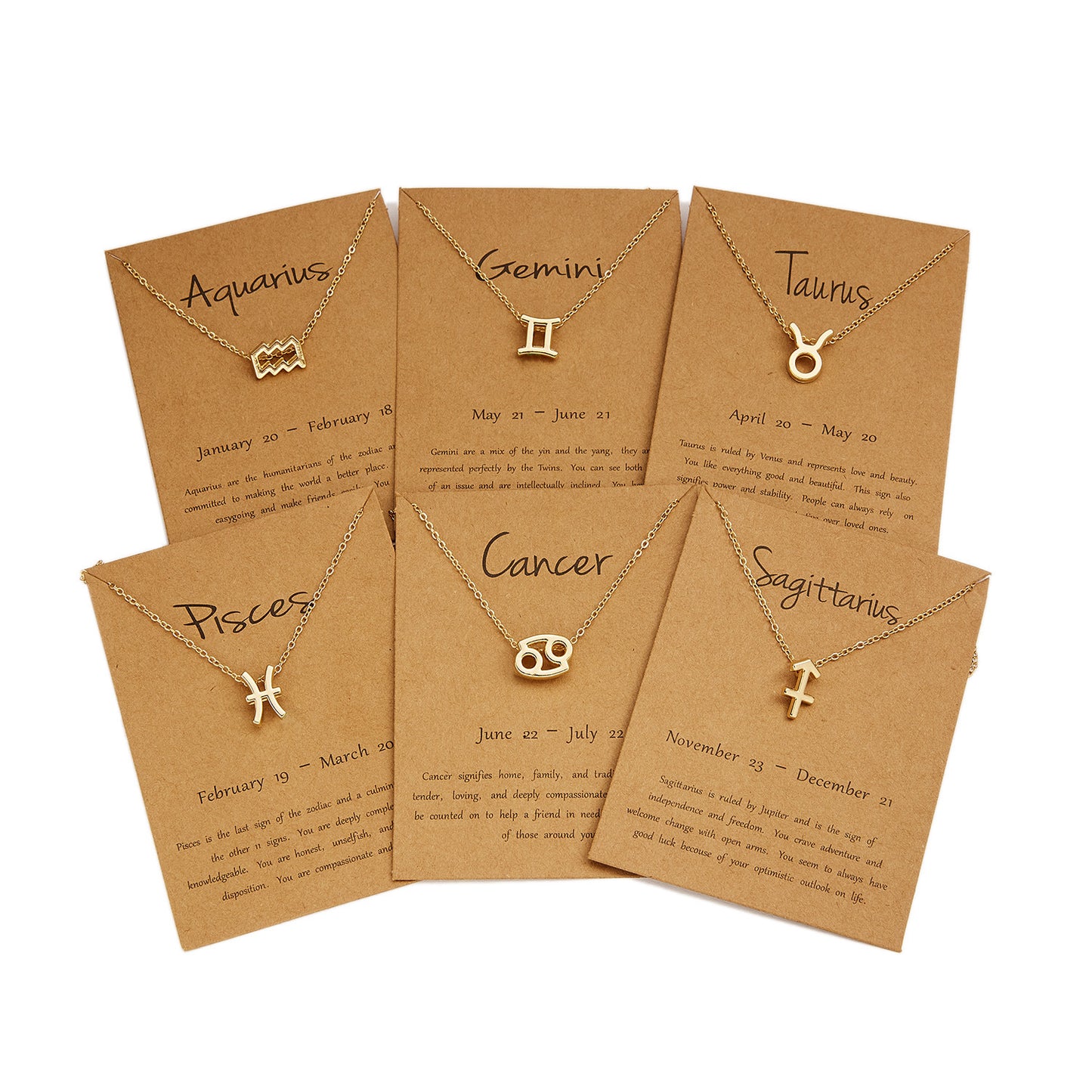 Cross-border hot sale personality symbol version twelve constellation alloy paper card necklace personality clavicle chain spot wholesale
