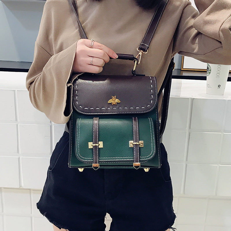 Women's backpack shoulder bag Korean version 2019 new hit color PU mini multi-purpose ladies small backpack fashion wild shoulder bag