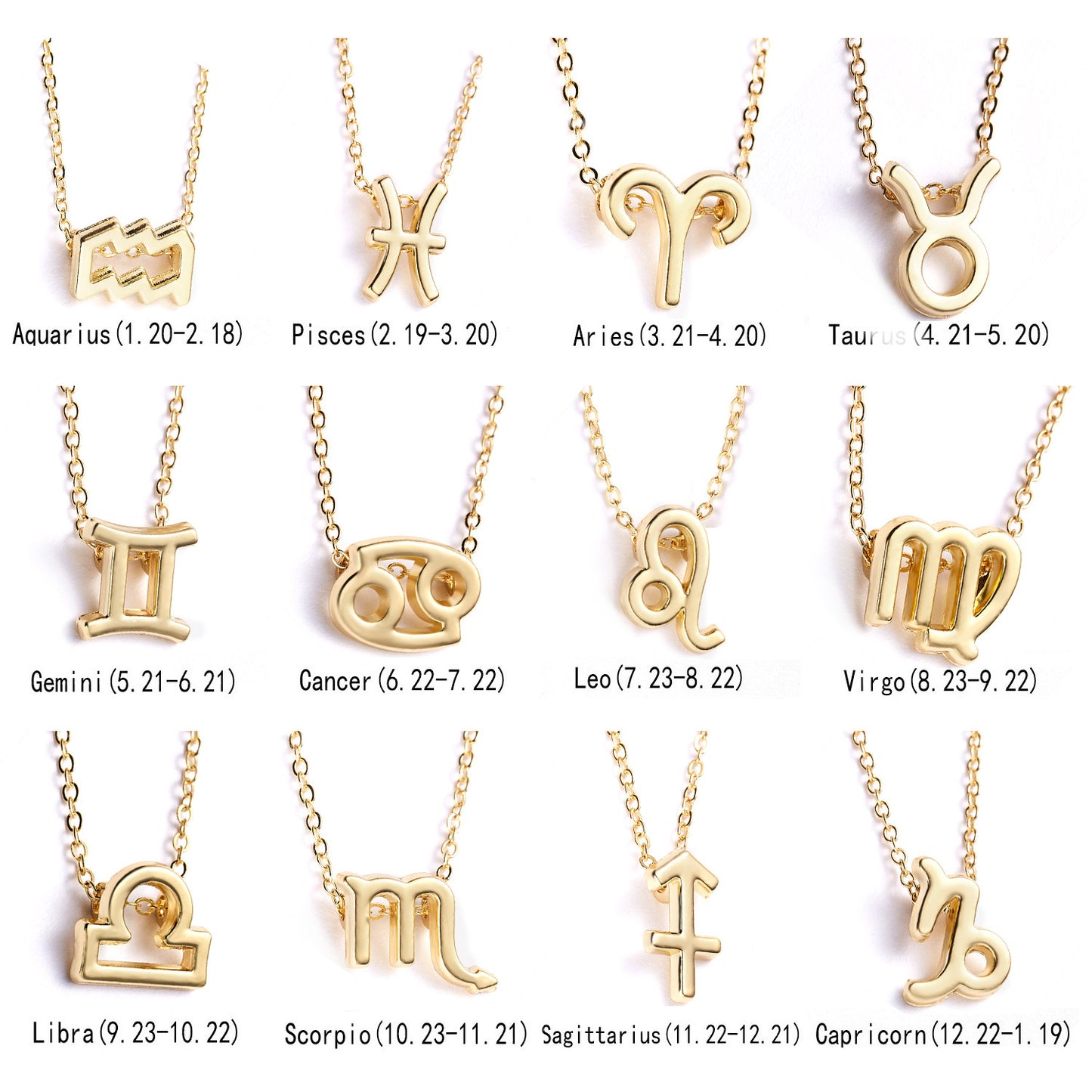Cross-border hot sale personality symbol version twelve constellation alloy paper card necklace personality clavicle chain spot wholesale