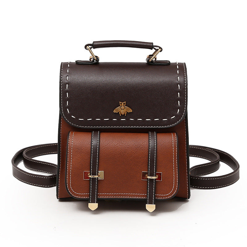 Women's backpack shoulder bag Korean version 2019 new hit color PU mini multi-purpose ladies small backpack fashion wild shoulder bag