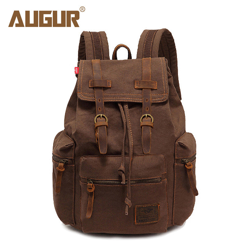 AUGUR/ Aoge canvas bag retro men's bag backpack computer bag student bag schoolbag European and American cross-border supply