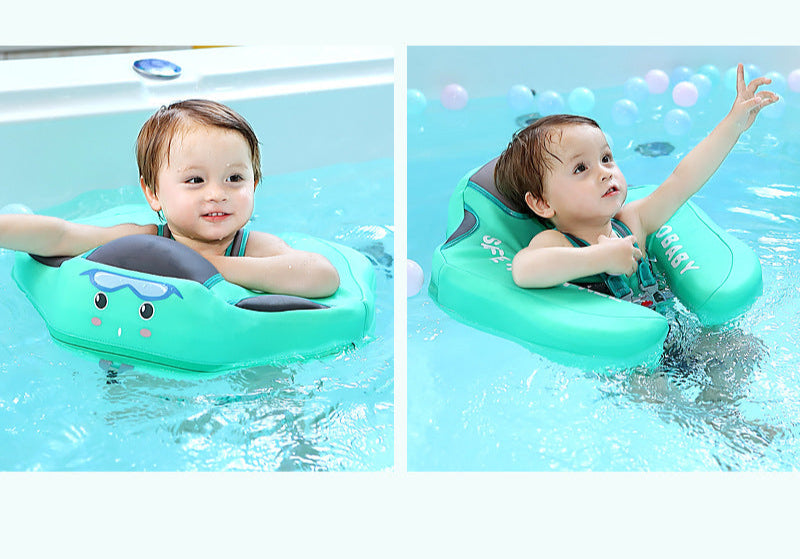 Manbao infant safety free inflatable lying ring with awning swimming ring 47*48*12cm