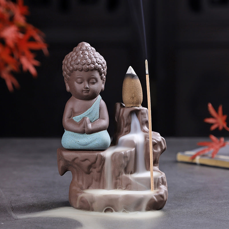 Left and right source blue retro back incense burner new agarwood sandalwood Zen tea ceremony home incense burner creative ornaments