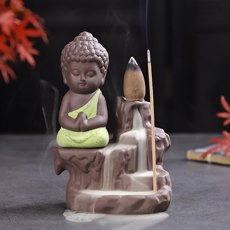 Left and right source blue retro back incense burner new agarwood sandalwood Zen tea ceremony home incense burner creative ornaments