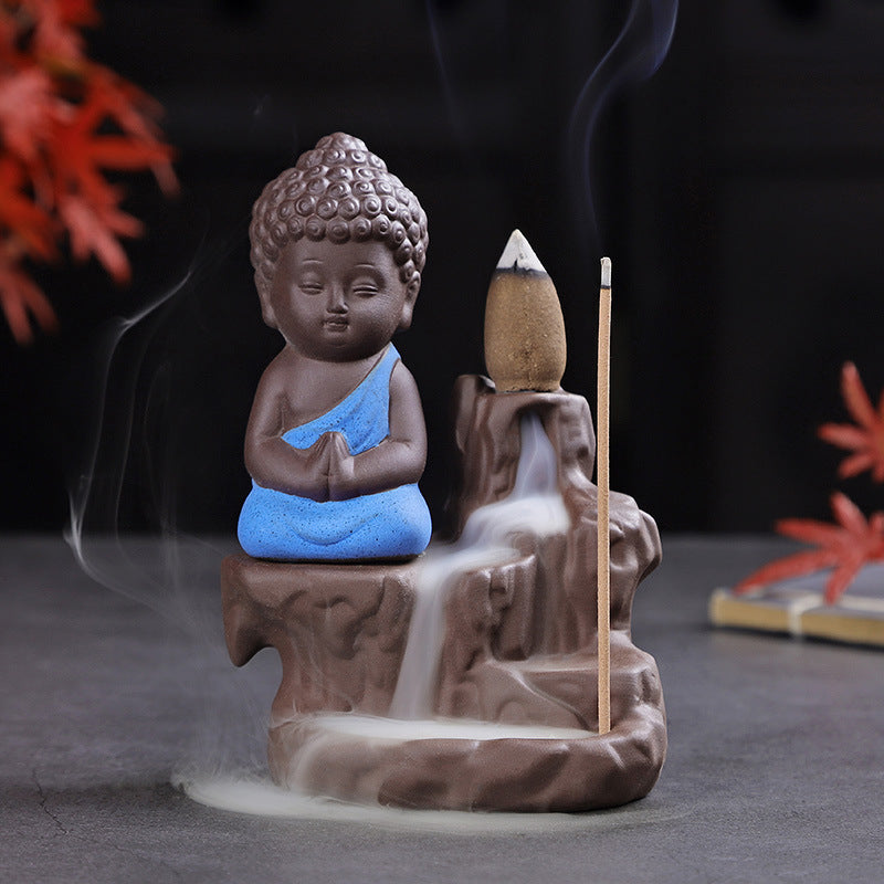Left and right source blue retro back incense burner new agarwood sandalwood Zen tea ceremony home incense burner creative ornaments