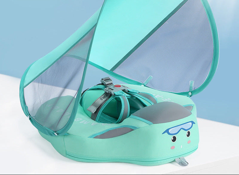 Manbao infant safety free inflatable lying ring with awning swimming ring 47*48*12cm