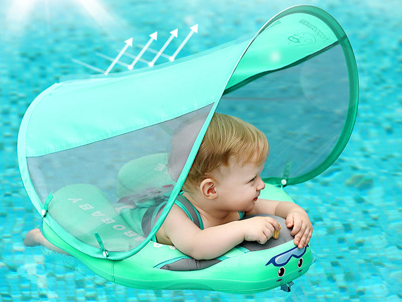 Manbao infant safety free inflatable lying ring with awning swimming ring 47*48*12cm