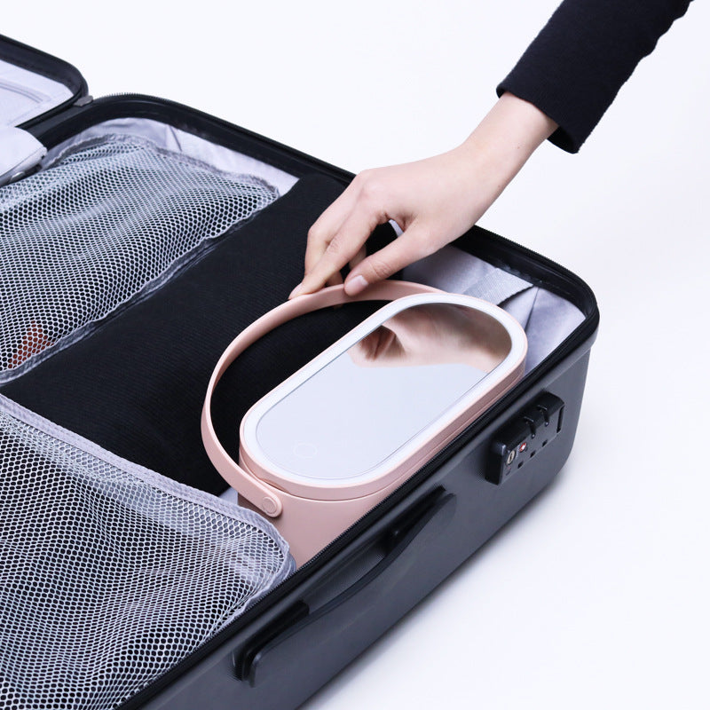 MUID new portable makeup box with lamp led desktop storage makeup mirror one thing dual purpose factory direct sales