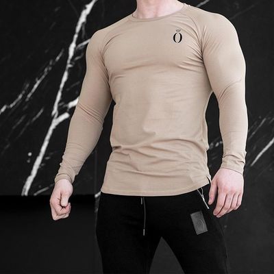 Muscle fitness running men's autumn new t-shirt sports leisure outdoor training tight long-sleeved pullover T-shirt
