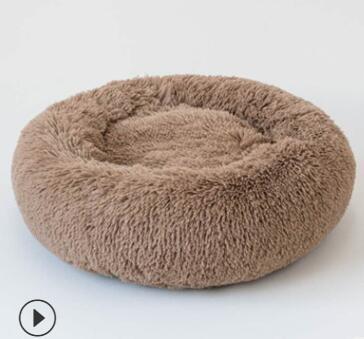 Round Plush Cat Bed House Soft Long Plush Cat Bed Round Pet Dog Bed For Small Dogs Cats Nest Winter Warm Sleeping Bed Puppy Mat