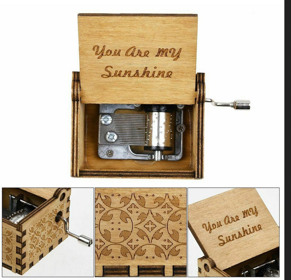 Creative Classical Music Box Wooden Handy Music Box Crafts DIY Carving Music Box Wooden Decoration