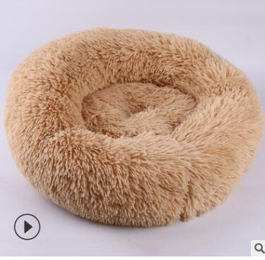 Round Plush Cat Bed House Soft Long Plush Cat Bed Round Pet Dog Bed For Small Dogs Cats Nest Winter Warm Sleeping Bed Puppy Mat