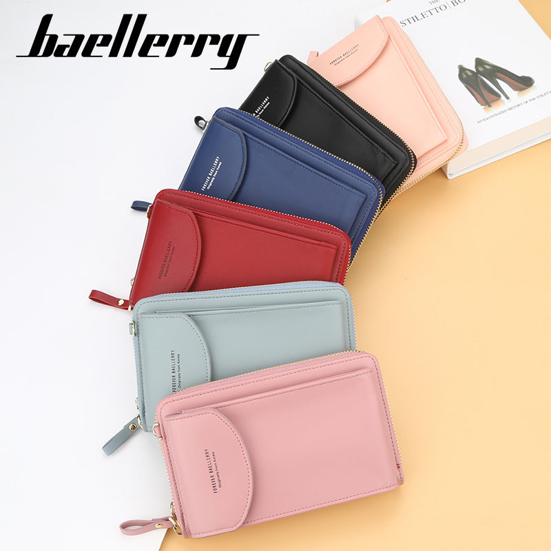 Ms. baellerry wallet solid color small diagonal bag multifunctional mobile phone medium and long clutch bag coin purse women