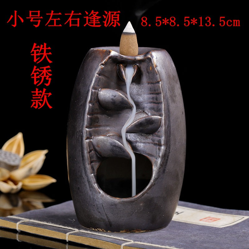 Left and right source blue retro back incense burner new agarwood sandalwood Zen tea ceremony home incense burner creative ornaments