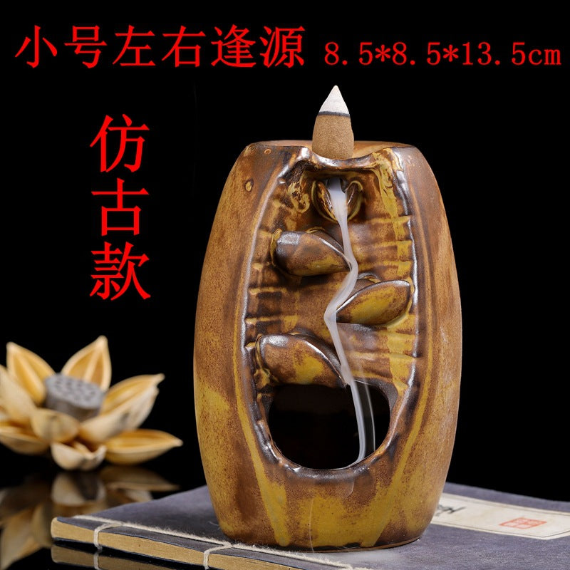 Left and right source blue retro back incense burner new agarwood sandalwood Zen tea ceremony home incense burner creative ornaments