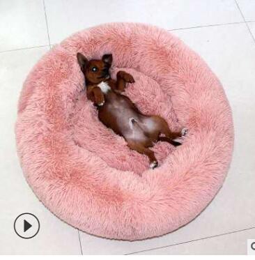 Round Plush Cat Bed House Soft Long Plush Cat Bed Round Pet Dog Bed For Small Dogs Cats Nest Winter Warm Sleeping Bed Puppy Mat