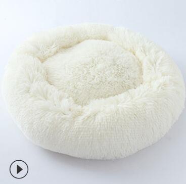 Round Plush Cat Bed House Soft Long Plush Cat Bed Round Pet Dog Bed For Small Dogs Cats Nest Winter Warm Sleeping Bed Puppy Mat