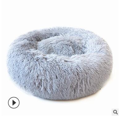 Round Plush Cat Bed House Soft Long Plush Cat Bed Round Pet Dog Bed For Small Dogs Cats Nest Winter Warm Sleeping Bed Puppy Mat