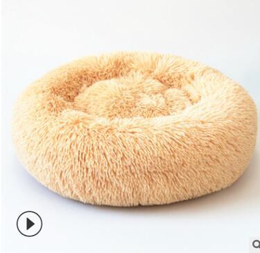 Round Plush Cat Bed House Soft Long Plush Cat Bed Round Pet Dog Bed For Small Dogs Cats Nest Winter Warm Sleeping Bed Puppy Mat